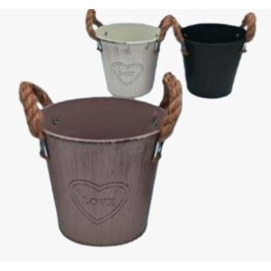 ENFEITE VASO 13X13X10CM 2001 METAL C/ ALÇA 2W