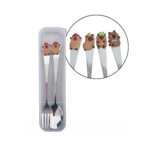 CONJ. DE TALHERES C/2 PC ACO INOXIDAVEL DEC CB PLASTICO MG-9785 MEGAGIFT