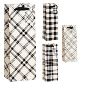 SACOLA PARA VINHO QUADRICULADO 12,5CMX34,5CMX10CM RMT2039 COLOR RIO MASTER