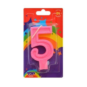 VELA DE ANIVERSARIO LUXO Nº 5 ROSA 4558 TOP FESTA