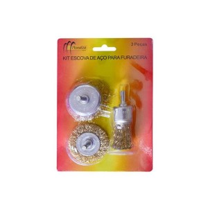 Escova de aço para furadeira 3 peças  MZ-54038 - Monaliza