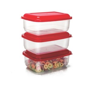 Gold pote retangular MD com 3 preças transparente  532/3 - Ercaplast