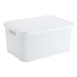 Cesto Rattan Grande Branco 1355 - Plasbrink
