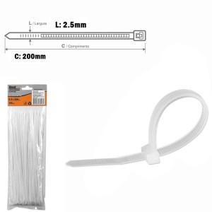 Abraçadeira de nylon branca 2,5x200mm 100un BFH0745 - Bestfer