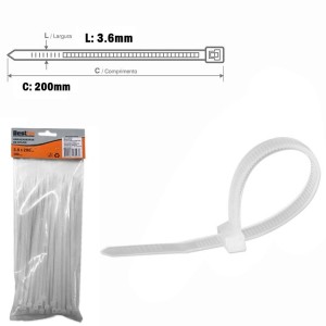 Abraçadeira de nylon branca 3.6x200mm 100un BFH309  - Bestfer
