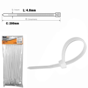 Abraçadeira de nylon branca 4.8x200mm 100un BFH0311 - Bestfer