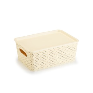 Cesto Organizador Rattan Médio Creme  1555CR - Plasnorthon