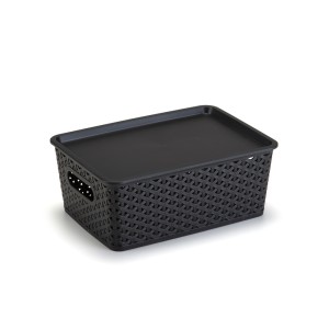 Cesto Organizadora Rattan Médio Preto  1555PR - Plasnorthon