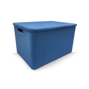 Organizador Rattan Azul Com Tampa 15L 25590 - Arqplast