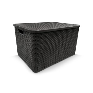 Organizador Rattan Preto Com tampa 20L  25598 - Arqplast