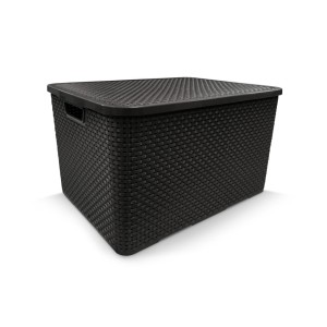 Organizador Rattan Preto Com tampa 7L  25588 - Arqplast