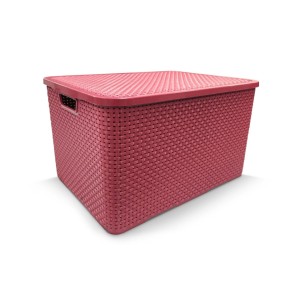 Organizador Rattan Rosa Com Tampa 20L  25599 - Arqplast