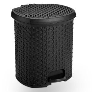 Lixeira Rattan C/Pedal 15 LTS PRETO  1580PR - PLASNORTHON