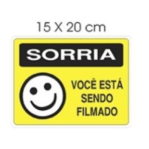 Placa Sorria Você Esta Sendo Filmado 15X20cm Amarelo - ACESSO PLACAS