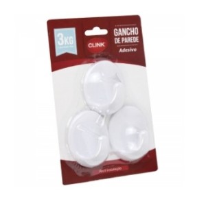 Kit 3 Ganchos Parede Adesivo Plast  CK4068 - CLINK