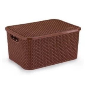 Cesto Rattan Multiuso 4L C/Tampa Marrom 1669 - PLASBRINK