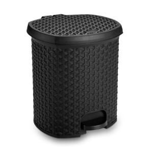 LIXEIRA COM PEDAL 6L 1575PR PRETO RATTAN PLASNORTHON