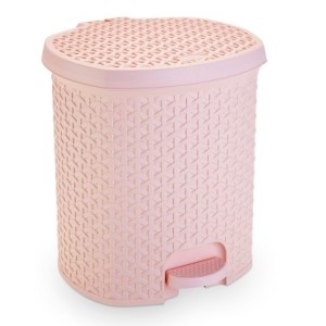 LIXEIRA COM PEDAL 6L 1575RS ROSA CLARO RATTAN PLASNORTHON