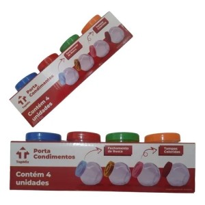 KIT 4 POTES VIDRO COM TAMPA COLORIDA 8CM 0006 TOP MIX