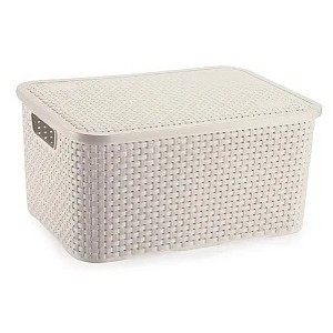Cesto Rattam Médio Bege  1300 - Plasbrink